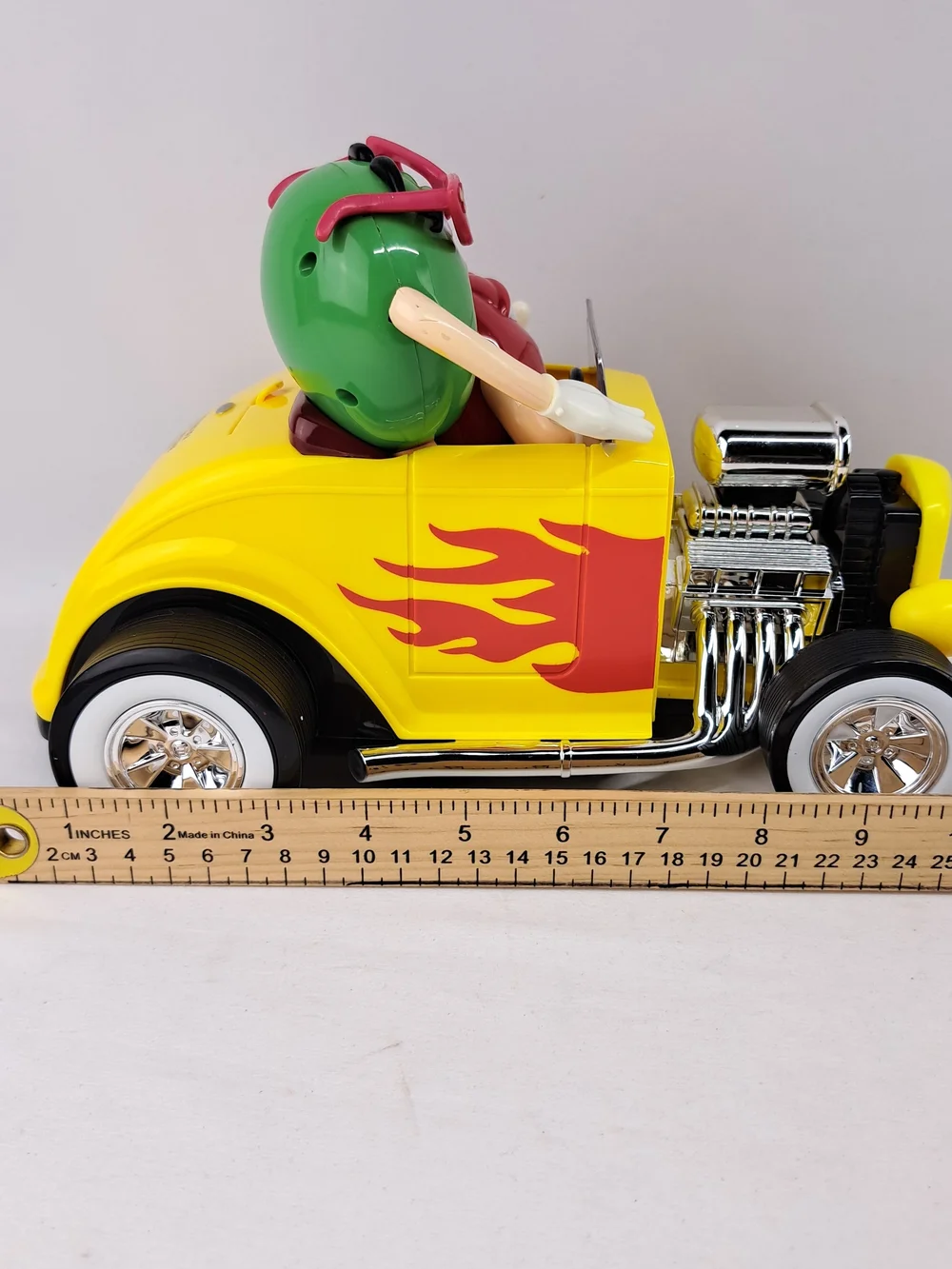 M&M's Yellow Retro Hot Rod Toy Car with Green & Red M&M Characters